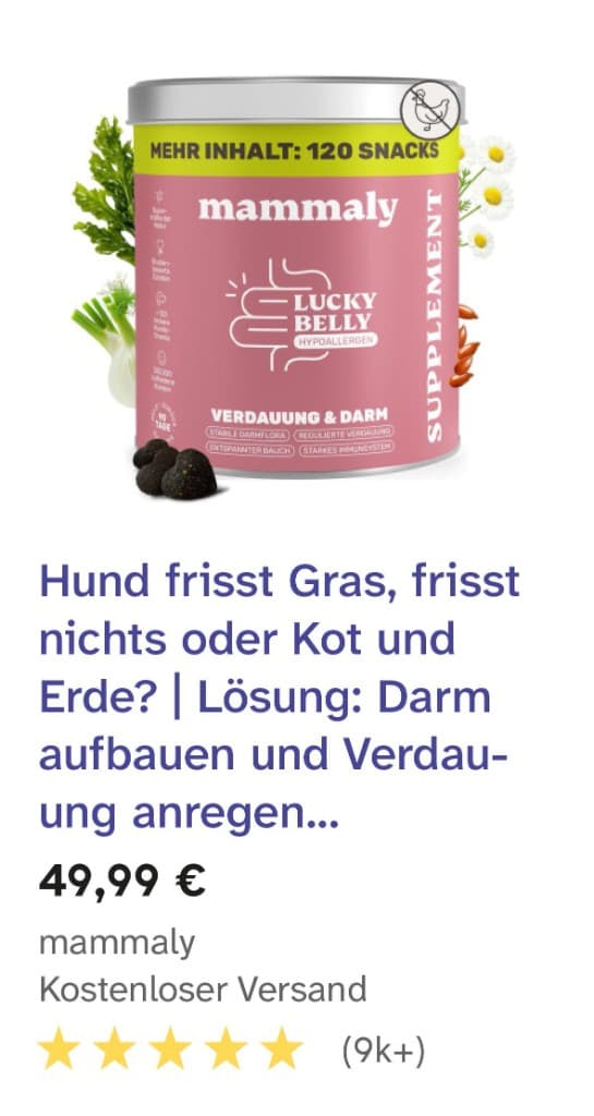 mammaly Shopping-Anzeige mit optimiertem Feed-Titel